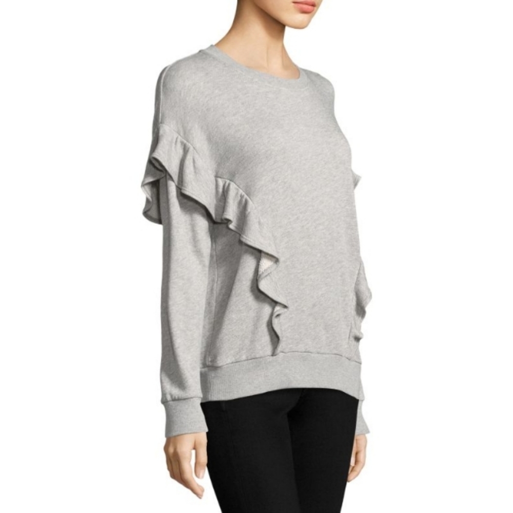 Joie Agnia Ruffle Sweatshirt in Grey